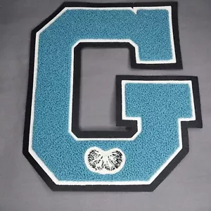 8" Blue 'G' Letterman Letter Cheer Cheerleading NEFF Chenille Patch - Picture 1 of 2