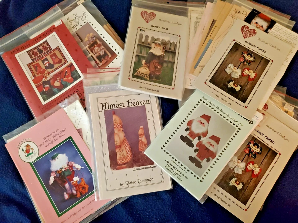 Lot (22) New Vintage CHRISTMAS Sewing & Painting Craft Patterns Kits Uncut - Image 1 of 4