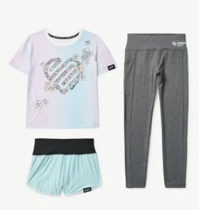 NWT  Justice Girls Size L 12/14 3pc Tee, Short and Legging Set - Picture 1 of 13