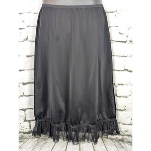 VINTAGE VANITY FAIR Shiny Nylon Lace 1/2 Slip Black Coquette Pin Up Size Small  - Picture 1 of 8