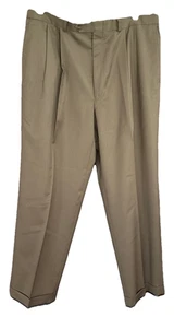 Pantalones de vestir Ralph Lauren para hombre ligeros plisados marrón/verde con puños 34 x 29 - Imagen 1 de 7