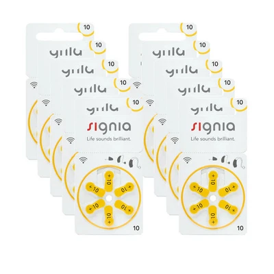 60x Siemens Signia 10 Hörgerätebatterien - P10 PR70 gelb