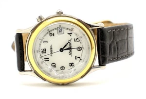 FOSSIL Starmaster silber goldfarbene 30M Herrenuhr braucht Batterie UND Kristall - Bild 1 von 5