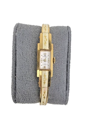 Vintage Bucherer Watch Swiss Ladies Bangle Gold Plated And Enamel Runs - Image 1 of 4