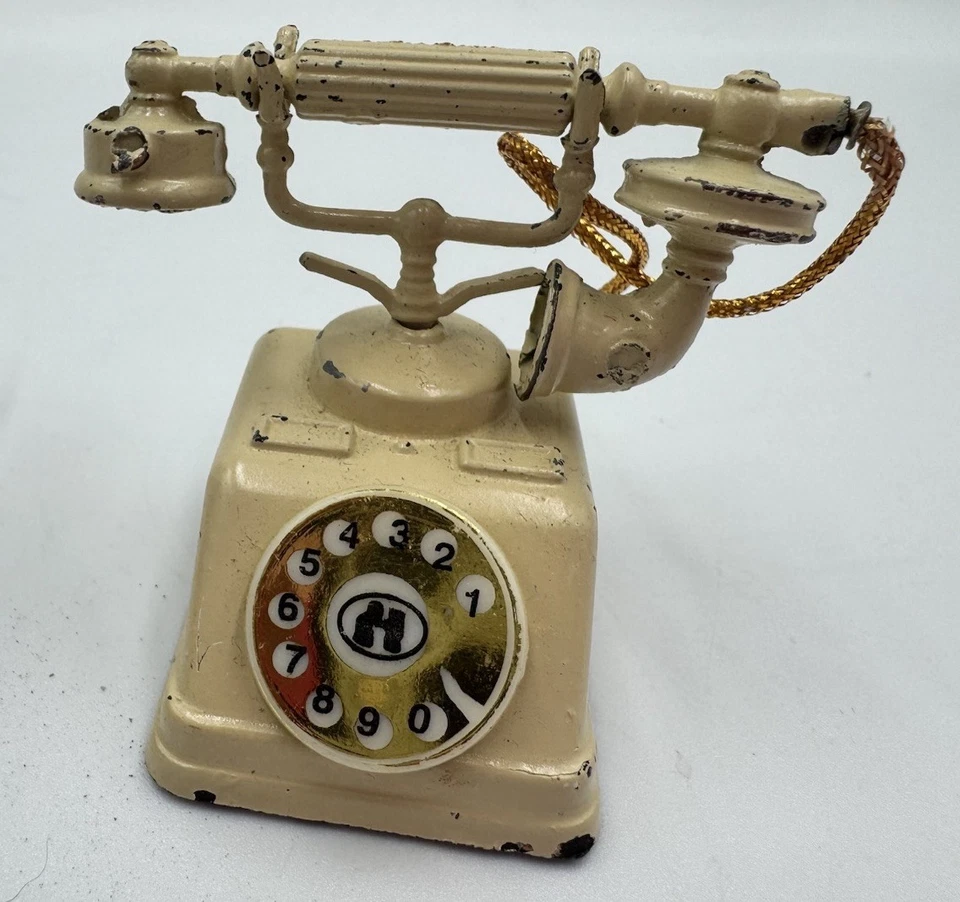 Antiguo teléfono de mesa de metal fundido a presión juguete coleccionable para casa de muñecas Foto 1 de 4