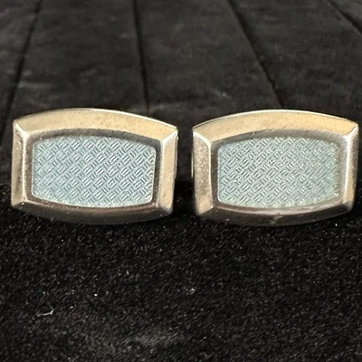 Hermosos gemelos David Donahue esmalte azul verdoso y plata de ley .925 para hombre Foto 1 de 4