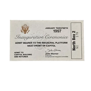 1997 President Bill Clinton Inauguration Ticket Inaugural Platform North Box 2 - Picture 1 of 2