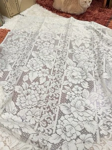 Vintage Spitzengardine Paneele Vorhänge transparent MCM 40x80 4 Paneele cremeweiß - Bild 1 von 2