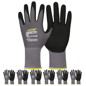 Work Gloves MicroFoam Nitrile Coated-6 Pairs,Seamless Knit Nylon Gloves,Gray ... - Picture 1 of 8