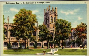 Vintage Hutchinson Court University of Chicago Leinen Postkarte - Bild 1 von 2