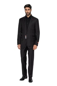 $6500 ISAIA NAPOLI "Aquaspider" Black Hand-Sewn Suit Fine Wool 8R ( Regular) - Picture 1 of 15