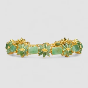 PULSERAS COLOMBIANAS ESMERALDA VERDE PLATA DE LEY 925 ORO 24K JOYAS HECHAS A MANO - Imagen 1 de 12