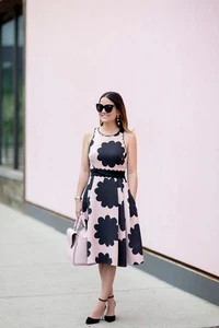 Vestido Kate Spade Rosa y Negro Estampado de Flores Vieira Talla 2 EE. UU. - Imagen 1 de 5
