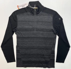 Men's SMARTWOOL Classic Thermal Merino Base Layer 1/4 Zip Top BLACK COLOR SHIFT - Picture 1 of 2