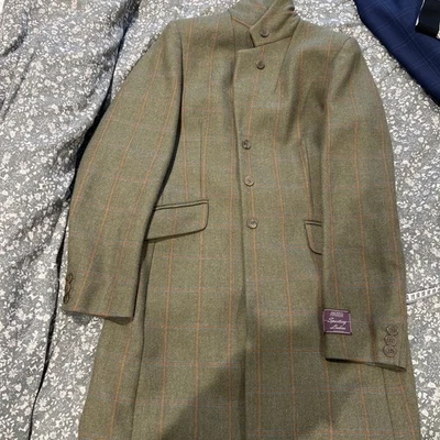 Abrigo chaqueta abrigo Musto de lana a cuadros verde de un solo pecho Tweed Reino Unido 12 Foto 1 de 4