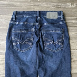 BKE Buckle Aiden Jeans Mens 28x31 Bootcut Dark Wash Low Rise Distressed Western - Picture 1 of 12
