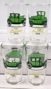Vintage Hazel Atlas Set of 4 Antique Car Design Barware, 16 Oz. Drinking Glasses - Picture 1 of 5