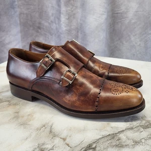 Santoni Doble Monje Correa Puntera Pulida Coñac Bronceado Hebilla EE. UU. 9.5/Reino Unido 8.5 - Imagen 1 de 19