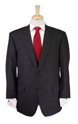 Brooks Brothers Madison Gray Burgundy Pinstripe Loro Piana Wool 2-Btn Suit 43S - Image 1 of 4