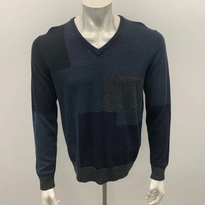Calvin Klein V Neck Sweater Men's Medium Blue Gray Long Sleeve Wool/Acrylic Swea - Bild 1 von 5