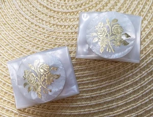 Vtg Shoe Clips Tip Toe LUCITE White Gold 2" x 1.5" Wedding Everyday EUC - Picture 1 of 3