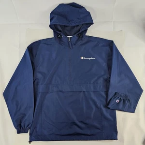 Champion Stadium Packable Half Zip Windbreaker Jacket Blue Mens Sz Medium READ⬇ - Picture 1 of 16