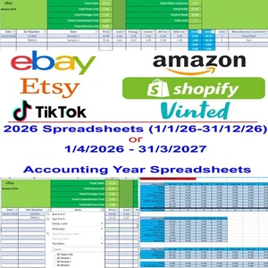 2025 Ebay Amazon Etsy Tiktok Vinted Accounting Spreadsheet Business Software - Picture 1 of 46