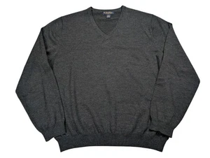 Brooks Brothers Merino Wool Blend Sweater Men Large Stretch V-Neck Pullover Grau - Bild 1 von 9