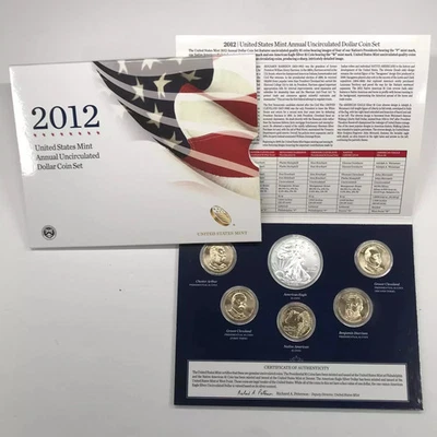 2012 Annual Uncirculated Dollar Coin Set incl W Burnished Silver Eagle - US Mint - Image 1 of 4