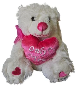 Walmart Teddy Bear Valentines White Pink Heart Only You 7" Plush Stuffed Animal - Picture 1 of 9