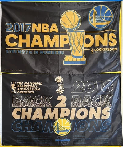 Lot (2) Golden St Warriors NBA Champions Banner Flags 60 X 35 Inches Cover