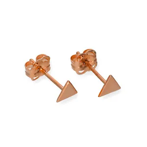 9ct Rose Gold Flat Triangle Stud Earrings Shape Pyramid Butterfly Backs - Picture 1 of 2