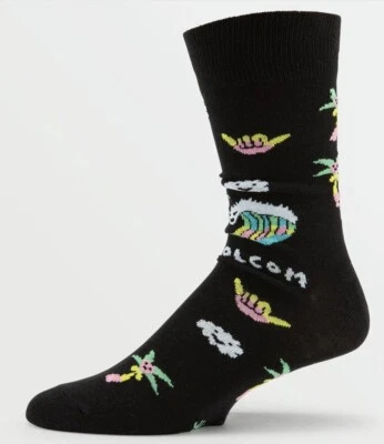 NEW VOLCOM MEN'S TRUE CREW SOCKS. BLACK SZ 9-11  - Image 1 of 3