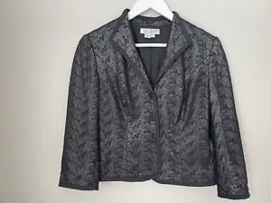 Kay Unger Black Lace Blazer Size 4 Button Up Evening Jacket Dress Up Event Party - Picture 1 of 9