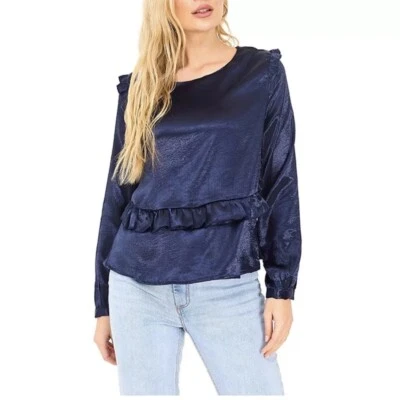 Blusa para mujer Brave Soul Peplum manga larga azul marino talla pequeña nueva precio de venta sugerido por el fabricante 35 GBP Foto 1 de 4