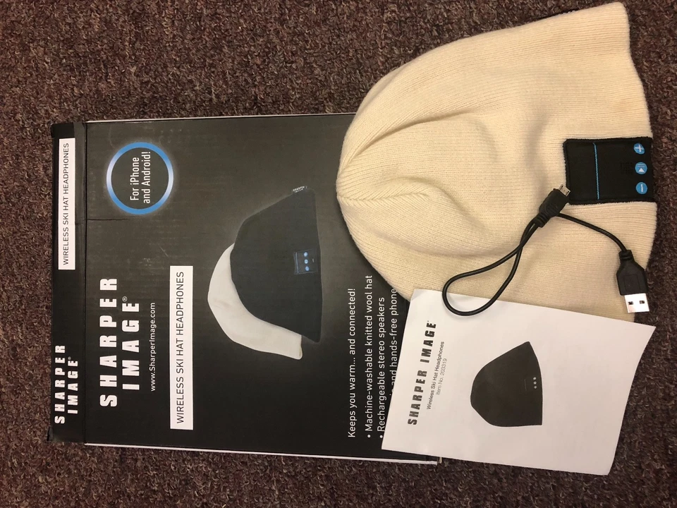 Sharper Image Smartphone Bluetooth Hat Cream - Image 1 of 1