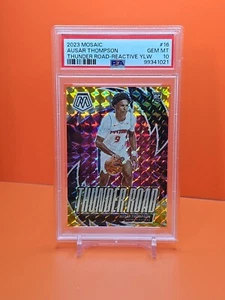 🔴🔵🔴 2023 MOSAIC AUSAR THOMPSON #16 THUNDER ROAD REACTIVE YELLOW 24/99 PSA 10 - Picture 1 of 3