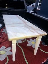 Vintage French Onyx White Marble Stone Coffee Table 