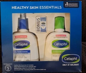 *NEW*Cetaphil Healthy Skin Essentials Facial Cleanser & Lotion & 10 Bonus Cloths - Picture 1 of 6
