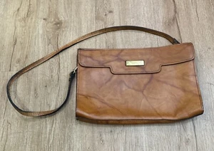 Seagull Genuine Leather Vintage Tan Crossbody Shoulder Purse Bag. Made In USA - Picture 1 of 16