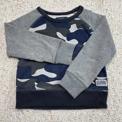 OshKosh B’gosh Boys Sweatshirt sz 4 Gray Camouflage Crew Neck Pullover Casual - Image 1 of 4