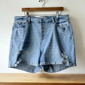 Judy Blue Denim Shorts Women’s Jeans Sz 3XL Cuffed Distressed Button Fly 90’s - Picture 1 of 11