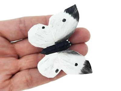 Estatuilla de mariposa blanca estatua pequeña madera arte de pared escultura decoración tallada mini Foto 1 de 4