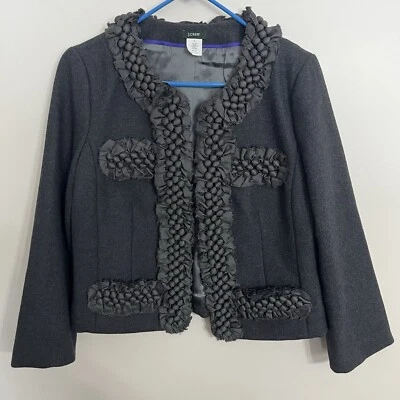 Chaqueta Blazer J Crew Para Mujer Gris 100% Lana Astrid Berry Recortada Talla 8 Foto 1 de 4