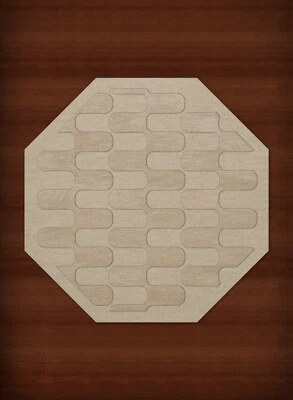Ivory Grid Waves Curves Blocks Transitional Area Rug Geometric DV9 - Image 1 of 2