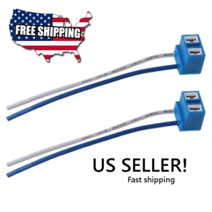 2X REPLACEMENT H7 / 64210 CERAMIC PIGTAIL WIRE HEADLIGHT HARNESS SOCKETS HID LED - Picture 1 of 10