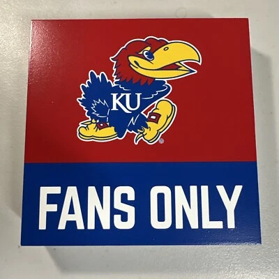 Kansas Jayhawks University P. Graham Dunn Wood Tabletop Block Sign 5x5” - Image 1 of 4