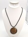 26" African Ashanti Wood Adinkra Hene Symbol Pendant Necklace Black  Cord Ghana