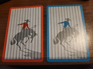 Coppia di carte da gioco vintage Lord Baltimore Bucking Bronco finitura lino - Foto 1 di 5