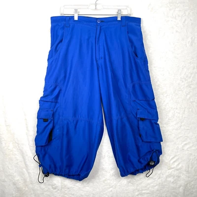 MT:2 病线降落伞裤尺寸 34 (35) Raver 朋克滑板蓝色宽腿* — 第 1/4 张图片